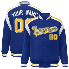 Royal Color Block Varsity Full-Snap Letterman Jacket 1