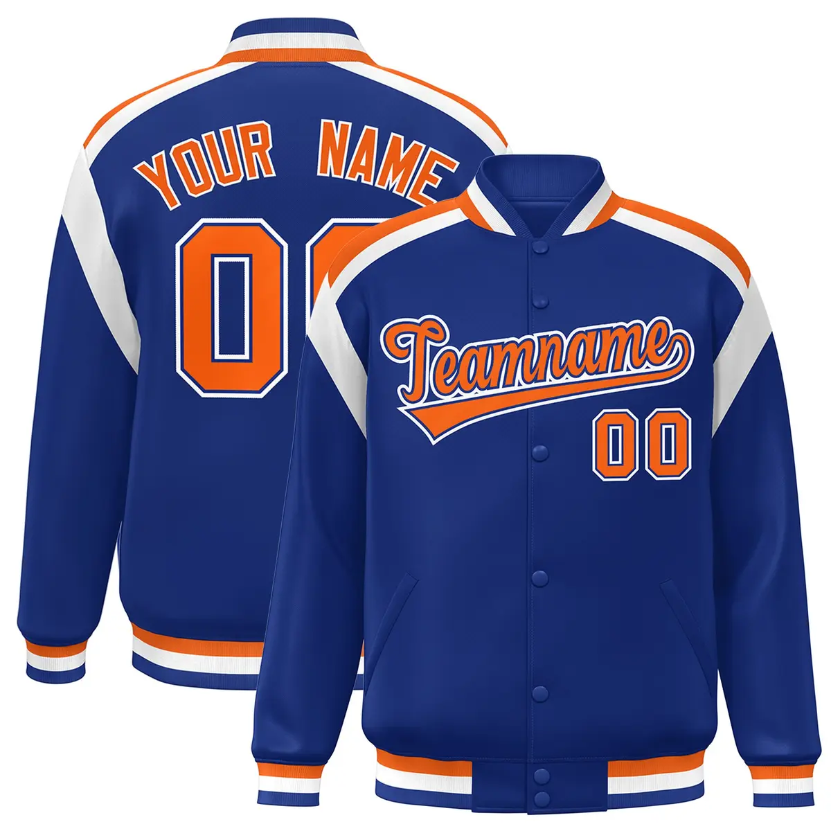 Royal Color Block Varsity Full-Snap Letterman Jacket
