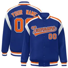 Royal Color Block Varsity Full-Snap Letterman Jacket 1