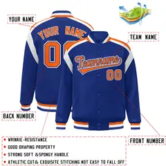 Royal Color Block Varsity Full-Snap Letterman Jacket 2