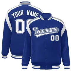Royal Color Block Varsity Full-Snap Letterman Jacket 1