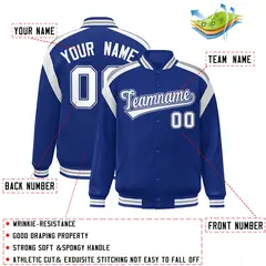 Royal Color Block Varsity Full-Snap Letterman Jacket 2