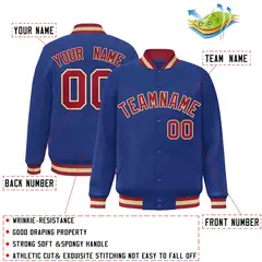 Royal Crimson-Khaki Varsity Full-Snap Letterman Jacket 2