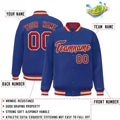 Royal Crimson-Khaki Varsity Full-Snap Letterman Jacket 2