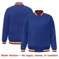 Royal Crimson-Khaki Varsity Full-Snap Letterman Jacket 2