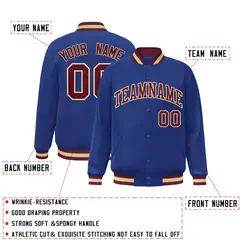 Royal Crimson-Khaki Varsity Full-Snap Letterman Jacket 3