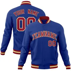 Royal Crimson-Khaki Varsity Full-Snap Letterman Jacket 1