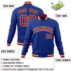 Royal Crimson-Khaki Varsity Full-Snap Letterman Jacket 4