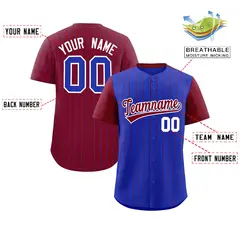 Royal Crimson Pinstripe Raglan Sleeves Baseball Jersey 2