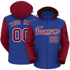 Royal Crimson-White Raglan Sleeve Waterproof Jacket 1