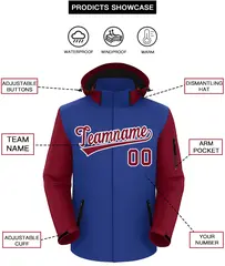 Royal Crimson-White Raglan Sleeve Waterproof Jacket 2