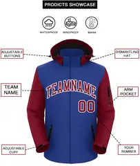 Royal Crimson-White Raglan Sleeve Waterproof Jacket 2