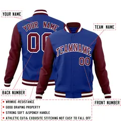 Royal Crimson-White Raglan Varsity Full-Snap Letterman Jacket 4