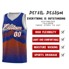 Royal Dark Orange Mountain Fade Gradient Basketball Jersey 2