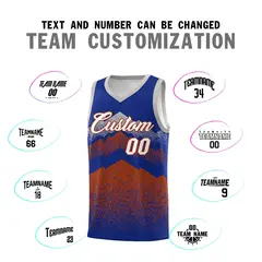 Royal Dark Orange Mountain Fade Gradient Basketball Jersey 4