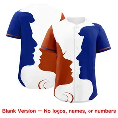 Royal Dark Orange White Couple Silhouettes Valentine's Baseball Jersey 2