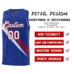 Royal Diagonal Pinstripe Color Block Basketball Jersey 2