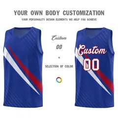 Royal Diagonal Pinstripe Color Block Basketball Jersey 3