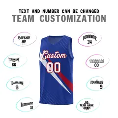Royal Diagonal Pinstripe Color Block Basketball Jersey 4
