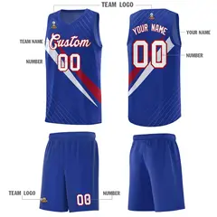 Royal Diagonal Pinstripe Color Block Basketball Jersey 5
