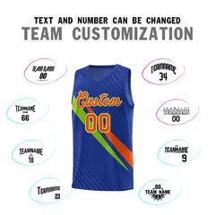Royal Diagonal Pinstripe Color Block Basketball Jersey 4