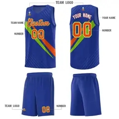 Royal Diagonal Pinstripe Color Block Basketball Jersey 5