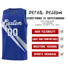 Royal Diagonal Pinstripe Color Block Basketball Jersey 2