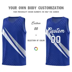 Royal Diagonal Pinstripe Color Block Basketball Jersey 3