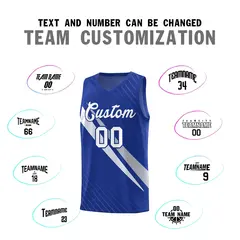 Royal Diagonal Pinstripe Color Block Basketball Jersey 4