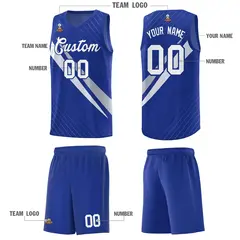 Royal Diagonal Pinstripe Color Block Basketball Jersey 5