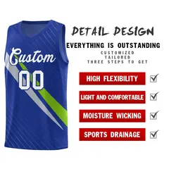 Royal Diagonal Pinstripe Color Block Basketball Jersey 2