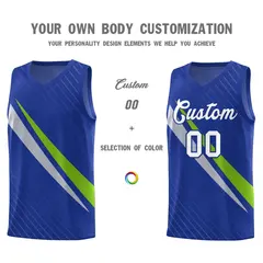 Royal Diagonal Pinstripe Color Block Basketball Jersey 3