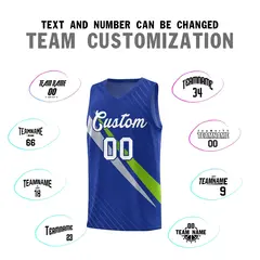 Royal Diagonal Pinstripe Color Block Basketball Jersey 4