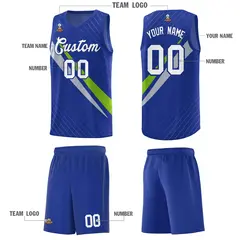 Royal Diagonal Pinstripe Color Block Basketball Jersey 5