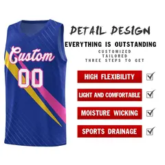 Royal Diagonal Pinstripe Color Block Basketball Jersey 2