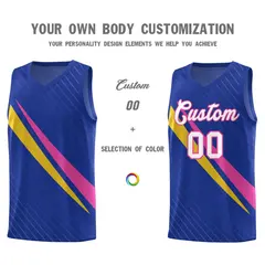 Royal Diagonal Pinstripe Color Block Basketball Jersey 3