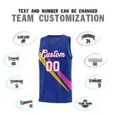 Royal Diagonal Pinstripe Color Block Basketball Jersey 4