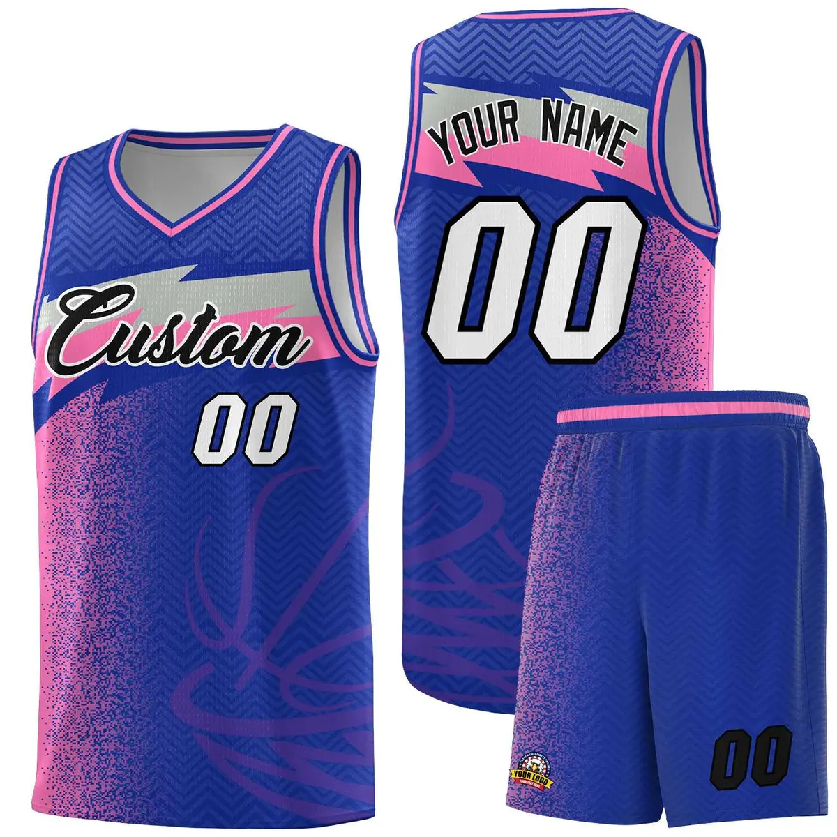 Royal Dot Scatter Graffiti Pattern Basketball Jersey