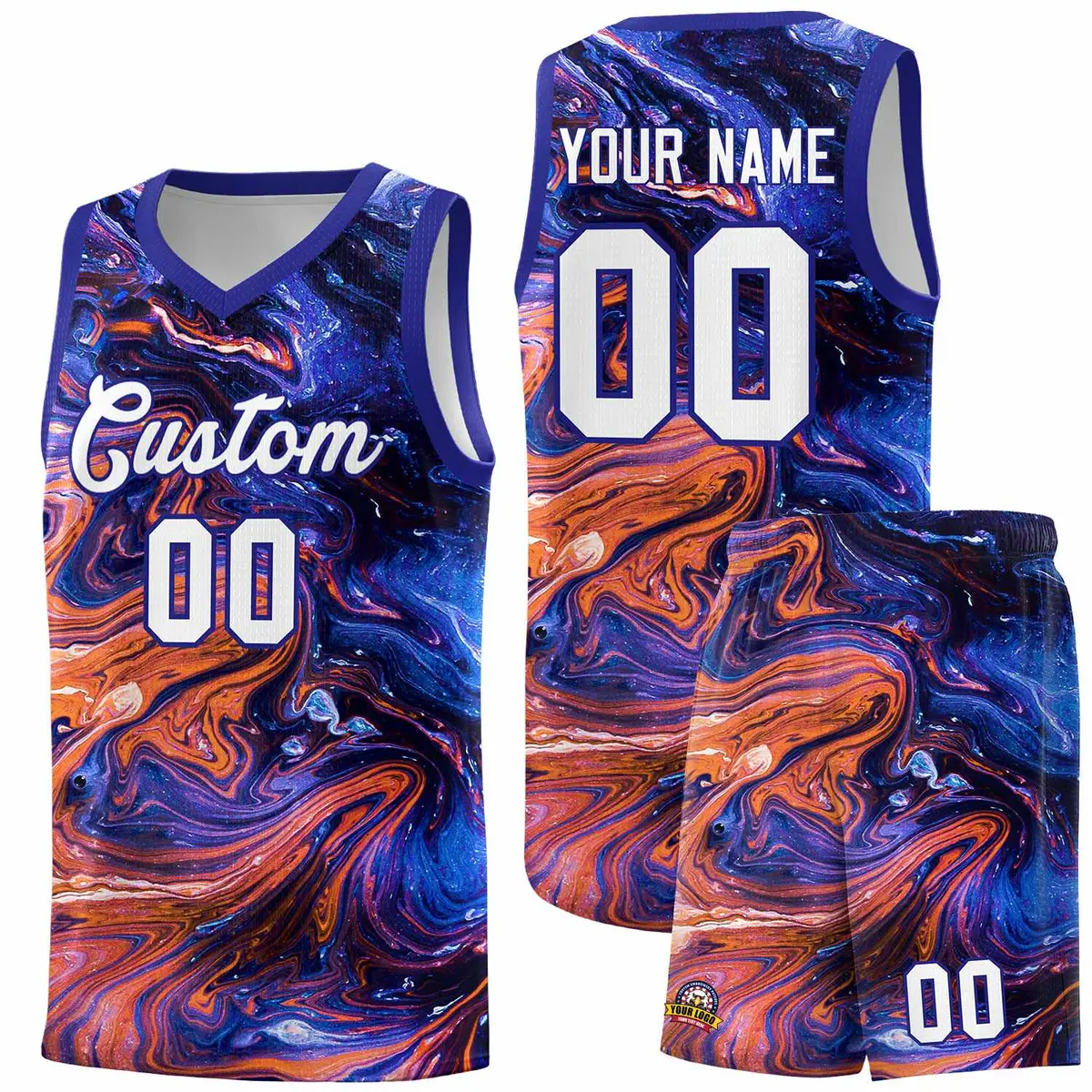 Royal Fluid Painting Pattern Basketball Jersey