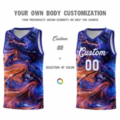 Royal Fluid Painting Pattern Basketball Jersey 3