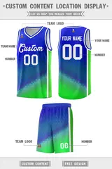 Royal Fluorescent Green Gradient Irregular Shapes Basketball Jersey 2