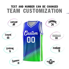 Royal Fluorescent Green Gradient Irregular Shapes Basketball Jersey 3