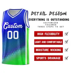 Royal Fluorescent Green Gradient Irregular Shapes Basketball Jersey 4