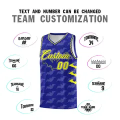 Royal Fluorescent Yellow Bat Pattern Halloween Basketball Jersey 4