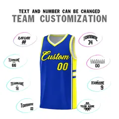 Royal Fluorescent Yellow Color Block Varsity Basketball Jersey 4