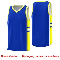 Royal Fluorescent Yellow Color Block Varsity Basketball Jersey 6