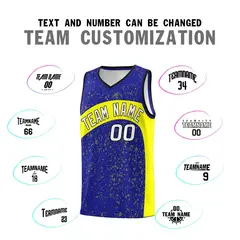 Royal Fluorescent Yellow Irregular Dot Graffiti Basketball Jersey 4