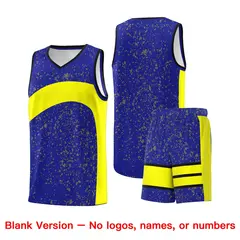 Royal Fluorescent Yellow Irregular Dot Graffiti Basketball Jersey 7