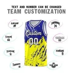 Royal Fluorescent Yellow Snow Mountain Beast Pattern Basketball Jersey 4