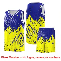 Royal Fluorescent Yellow Snow Mountain Beast Pattern Basketball Jersey 7